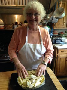 Mom making bag apple pie