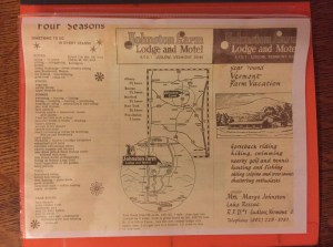 Tony saw this flyer in 1968 and decided it would be fun to scare up a group to go hunting in Vermont. The farm became the Combes Family Inn in 1978. 
